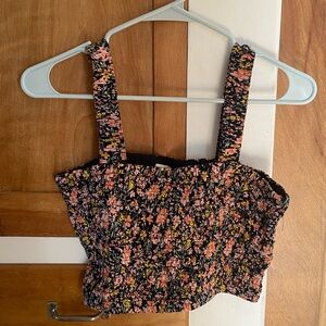 Summery Floral American Eagle Crop Top, Size XS, Pink/Yellow Flowers